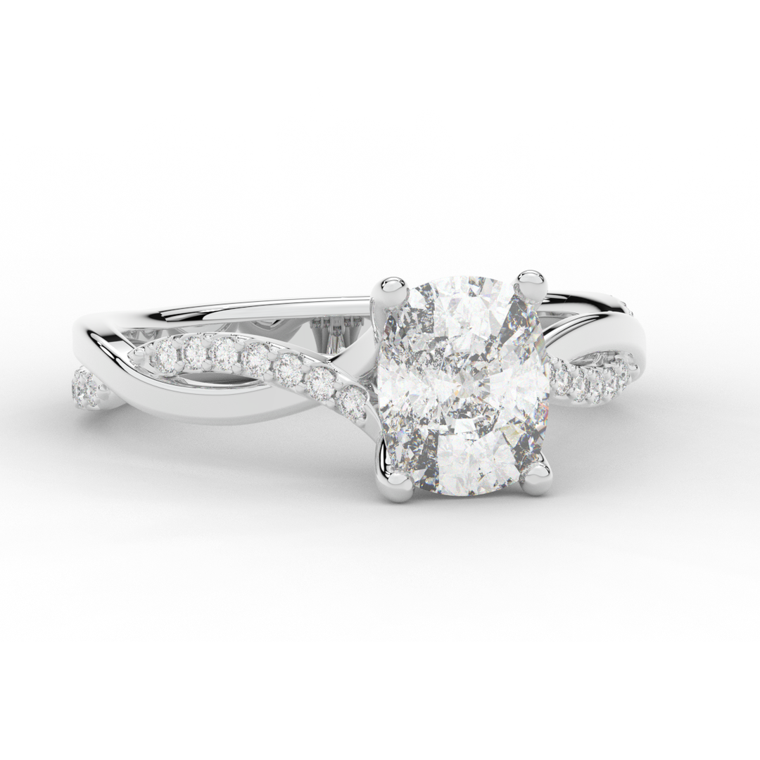 1.70CT.TW CUSHION LAB DIAMOND TWIST BAND ENGAGEMENT RING - Nazarelle
