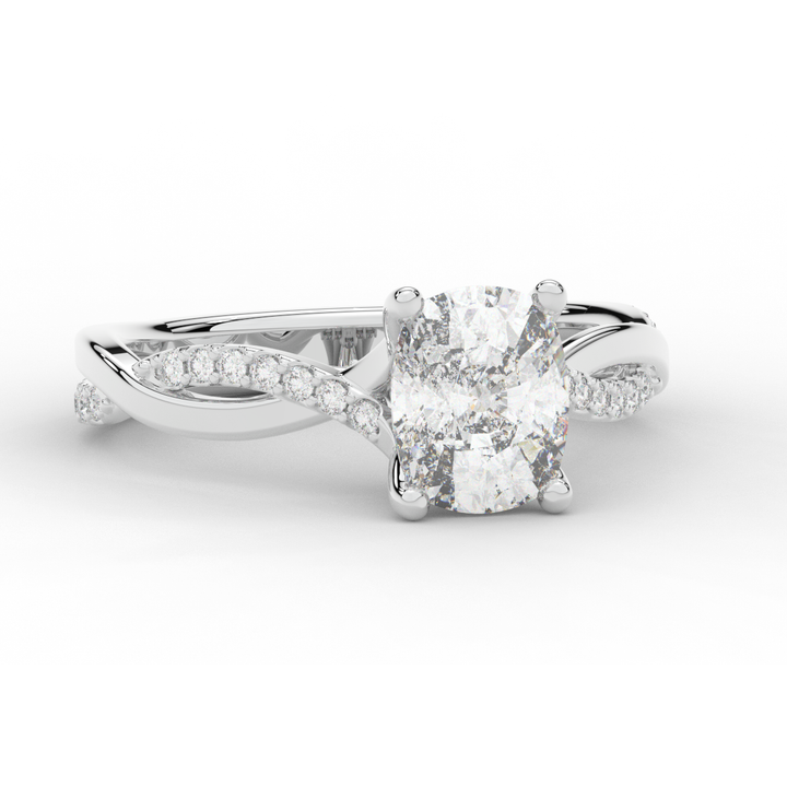1.70CT.TW CUSHION LAB DIAMOND TWIST BAND ENGAGEMENT RING - Nazarelle