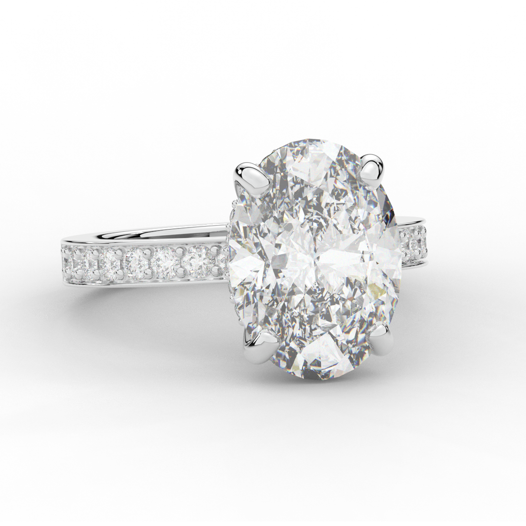 4.30CT.TW OVAL LAB DIAMOND BAND ENGAGEMENT RING - Nazarelle