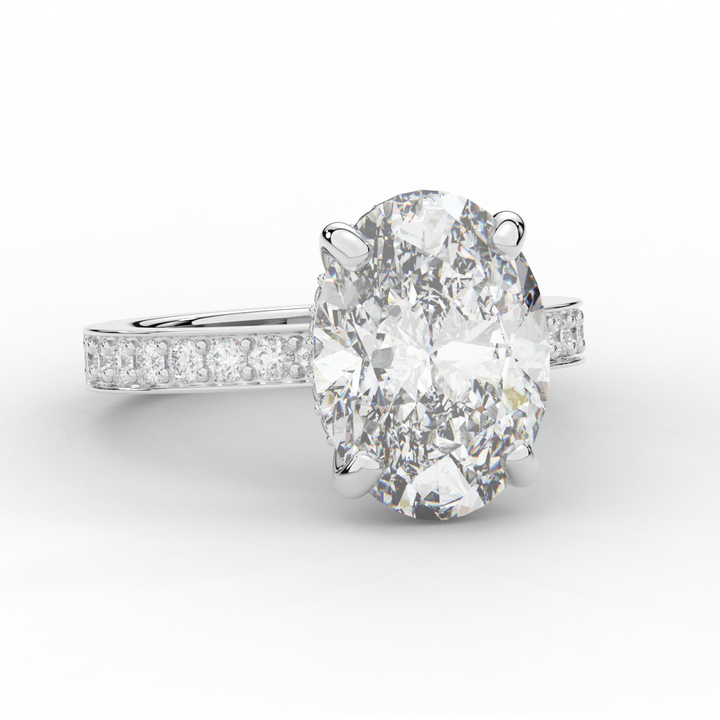 4.30CT.TW OVAL LAB DIAMOND BAND ENGAGEMENT RING - Nazarelle