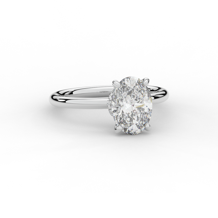 2.05CT.TW OVAL LAB DIAMOND SOLITAIRE ENGAGEMENT RING - Nazarelle