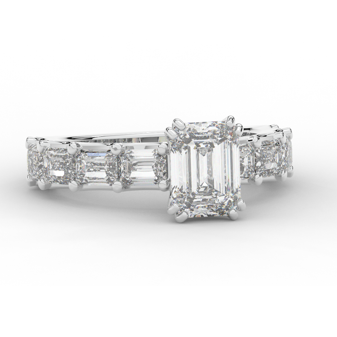 3.75CT.TW EMERALD CUT LAB DIAMOND SOLITAIRE ENGAGEMENT RING - Nazarelle