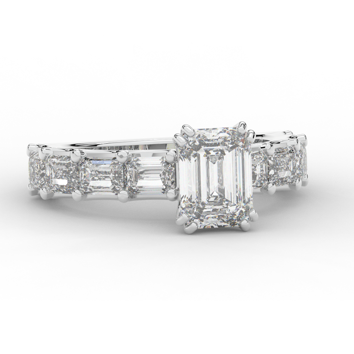 3.75CT.TW EMERALD CUT LAB DIAMOND SOLITAIRE ENGAGEMENT RING - Nazarelle