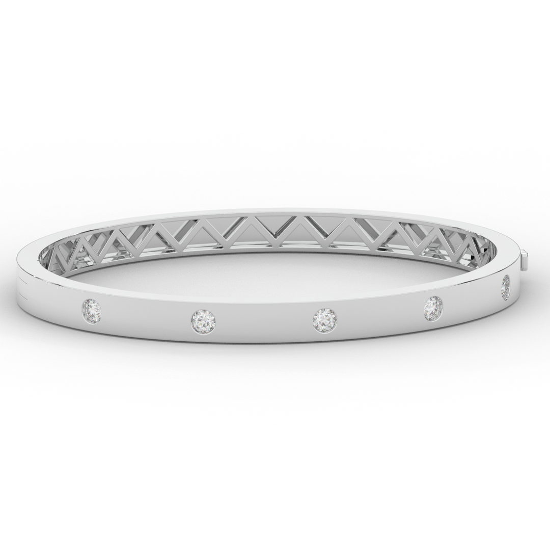 0.50CT.TW ROUND LAB DIAMOND BEZEL SET BANGLE - Nazarelle