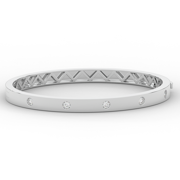 0.50CT.TW ROUND LAB DIAMOND BEZEL SET BANGLE - Nazarelle