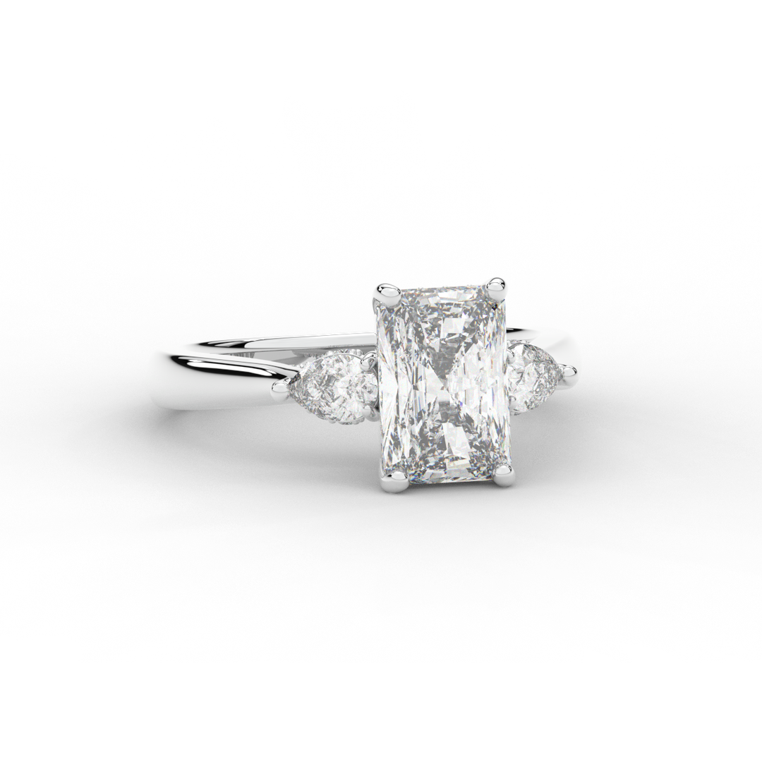2.40CT.TW RADIANT LAB DIAMOND 3 STONE ENGAGEMENT RING - Nazarelle