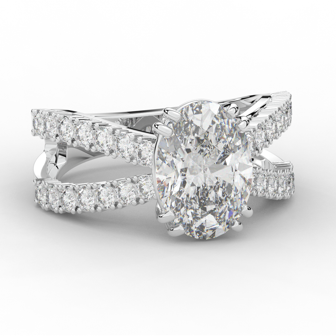 3.75CT.TW OVAL LAB DIAMOND SPLIT BAND ENGAGEMENT RING - Nazarelle