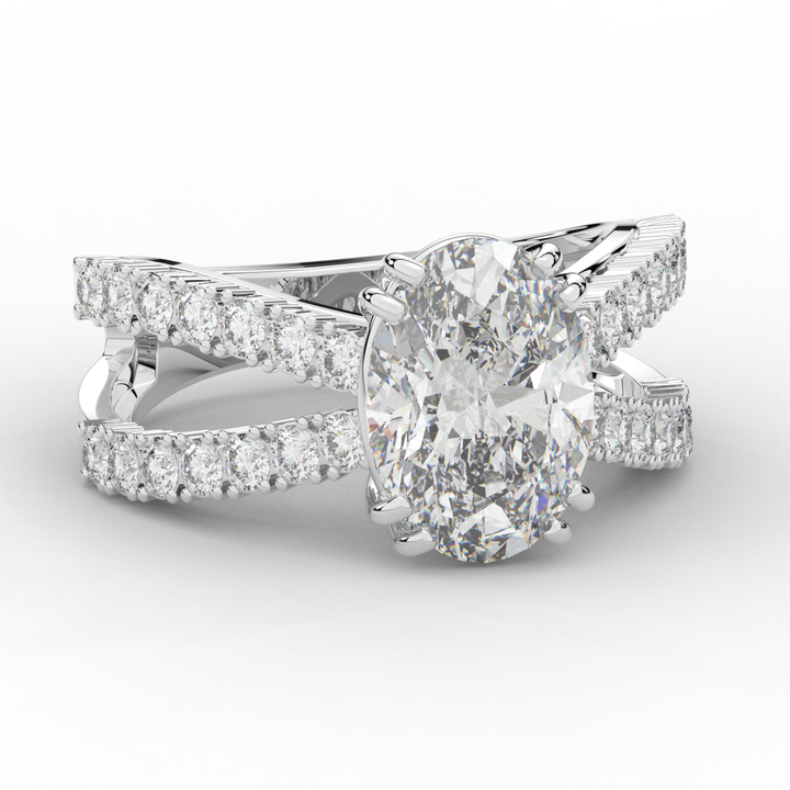 3.75CT.TW OVAL LAB DIAMOND SPLIT BAND ENGAGEMENT RING - Nazarelle