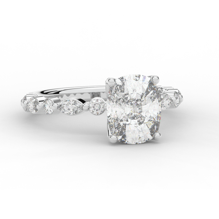 2.60CT.TW CUSHION LAB DIAMOND SOLITAIRE ENGAGEMENT RING - Nazarelle