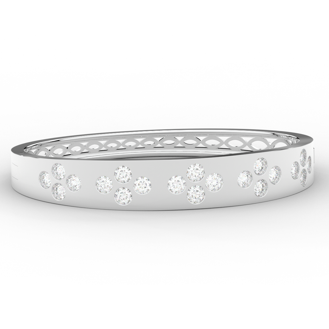 4.10CT.TW ROUND LAB DIAMOND BEZEL SET BANGLE - Nazarelle