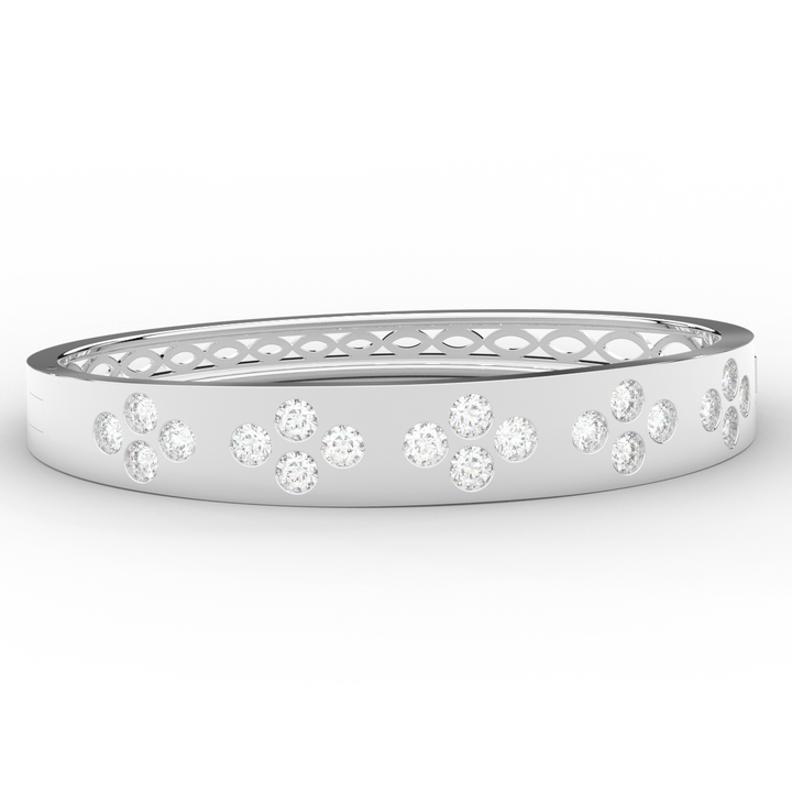 4.10CT.TW ROUND LAB DIAMOND BEZEL SET BANGLE - Nazarelle