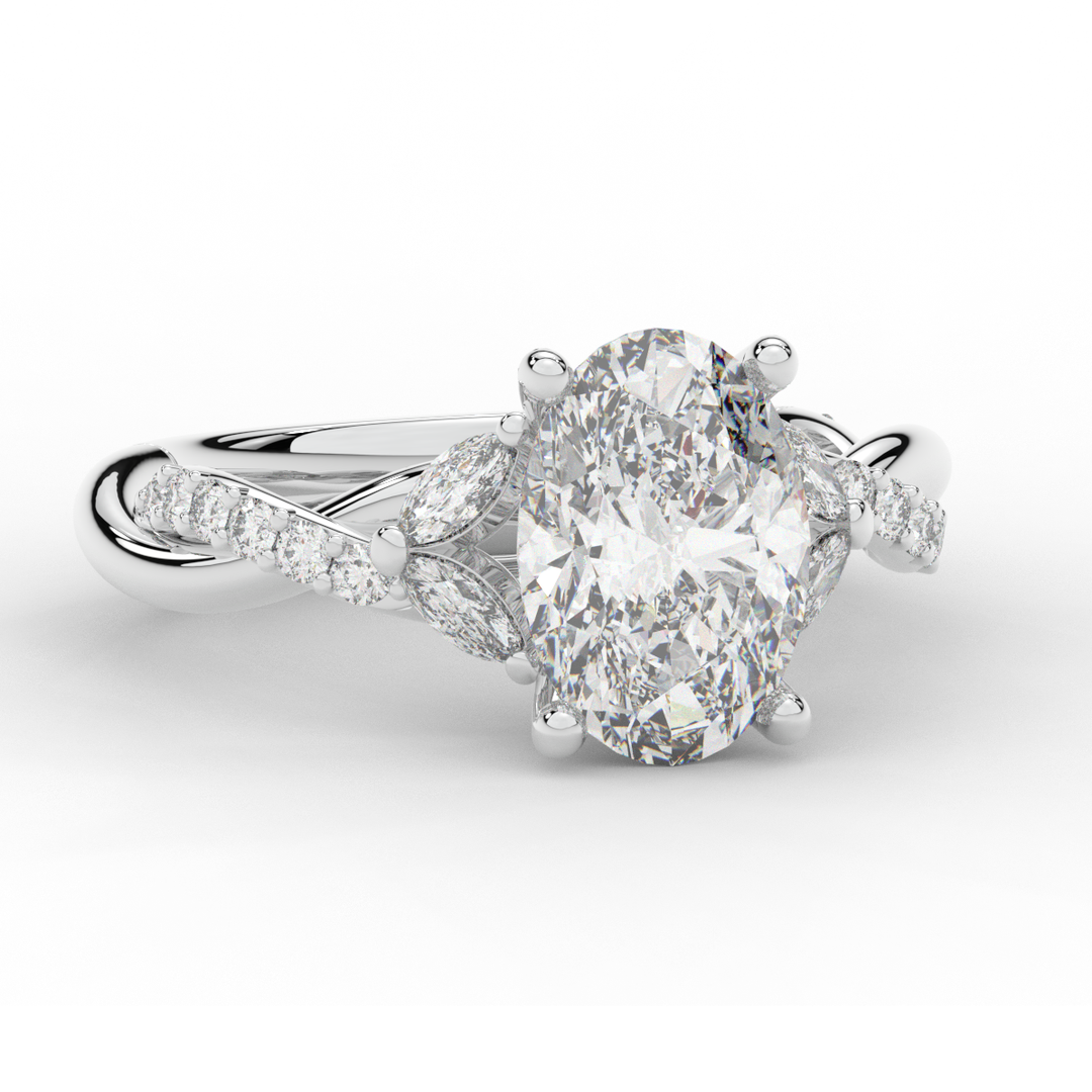 2.40CT.TW OVAL LAB DIAMOND TWIST ENGAGEMENT RING - Nazarelle