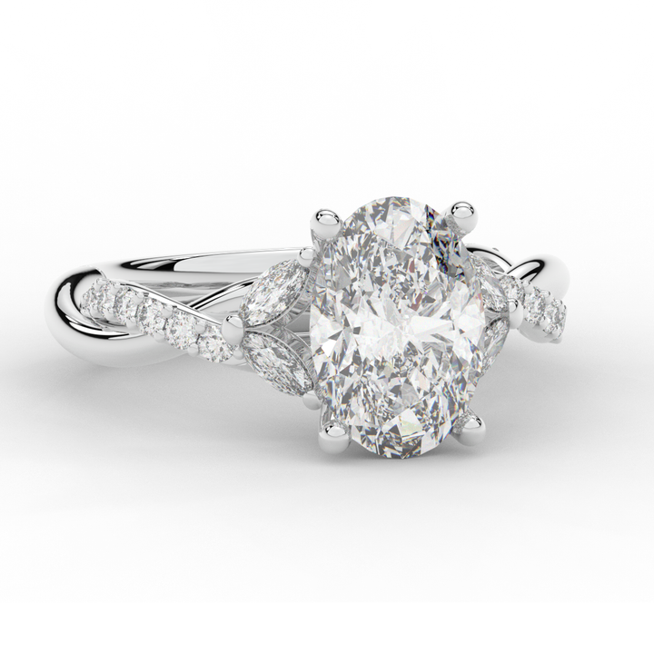 2.40CT.TW OVAL LAB DIAMOND TWIST ENGAGEMENT RING - Nazarelle
