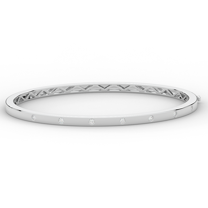 0.15CT.TW ROUND LAB BEZEL SET DIAMOND BANGLE - Nazarelle