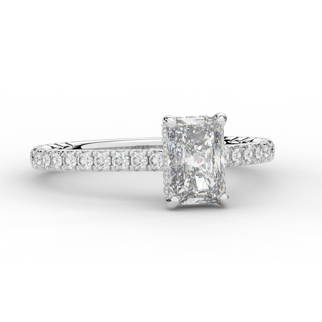 2.10CT.TW RADIANT LAB DIAMOND UNDERHALO SOLITAIRE ENGAGEMENT RING - Nazarelle