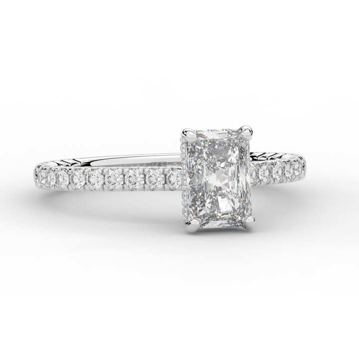 2.10CT.TW RADIANT LAB DIAMOND UNDERHALO SOLITAIRE ENGAGEMENT RING - Nazarelle