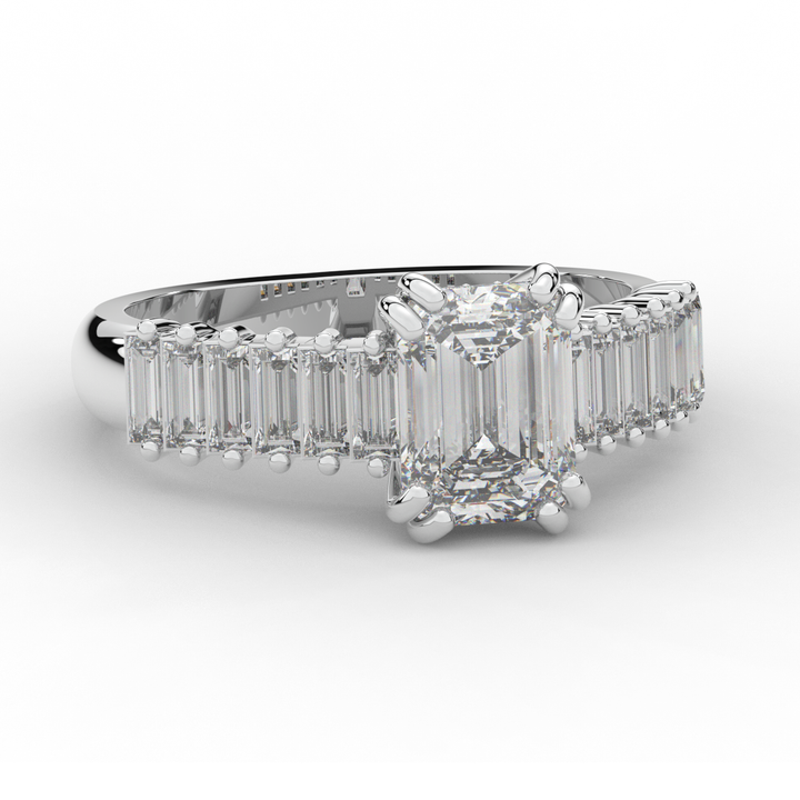 2.60CT.TW EMERALD CUT LAB DIAMOND ENGAGEMENT RING - Nazarelle