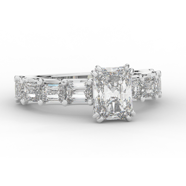 3.75CT.TW RADIANT LAB DIAMOND SOLITAIRE ENGAGEMENT RING - Nazarelle