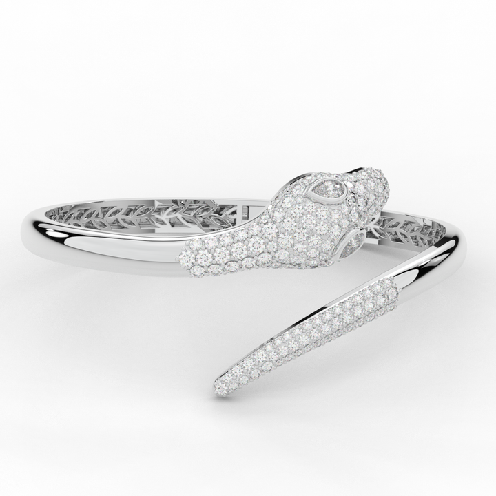 3.75CT.TW ROUND AND PEAR LAB DIAMOND SNAKE BANGLE - Nazarelle