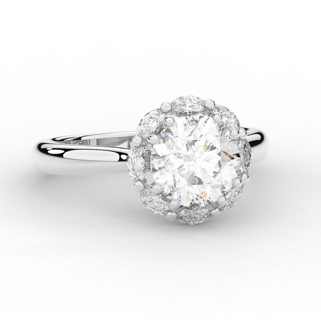 2.40CT.TW ROUND LAB DIAMOND HALO ENGAGEMENT RING - Nazarelle