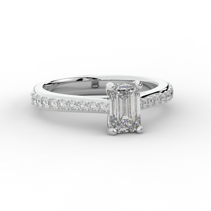 1.25CT.TW EMERALD CUT LAB DIAMOND SOLITAIRE ENGAGEMENT RING - Nazarelle