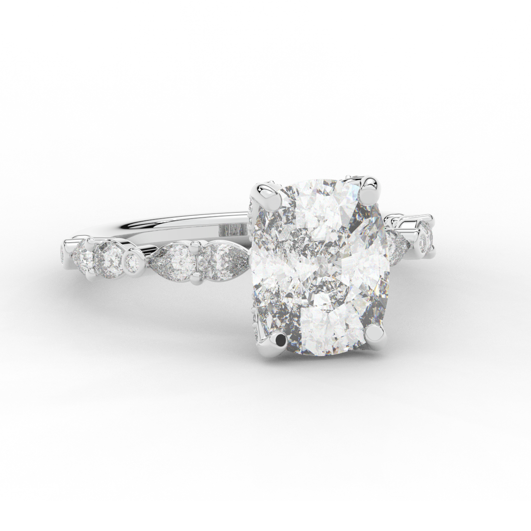 3.60CT.TW CUSHION LAB DIAMOND SOLITAIRE ENGAGEMENT RING - Nazarelle