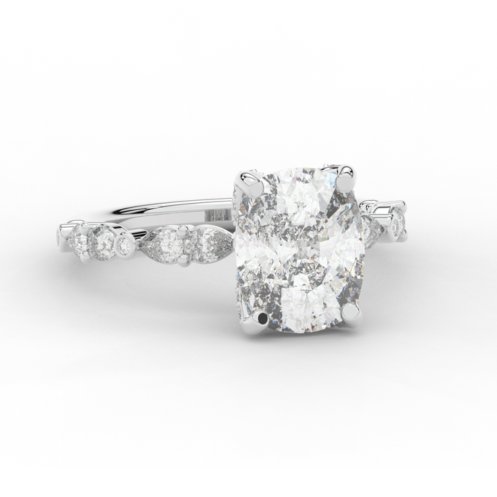 3.60CT.TW CUSHION LAB DIAMOND SOLITAIRE ENGAGEMENT RING - Nazarelle
