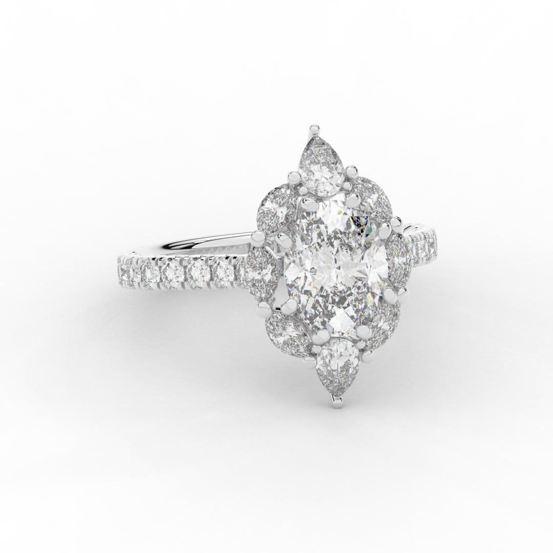 2.75CT.TW OVAL LAB DIAMOND HALO ENGAGEMENT RING - Nazarelle