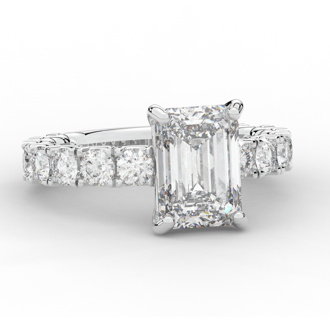 4.35CT.TW EMERALD CUT LAB DIAMOND ENGAGEMENT RING - Nazarelle
