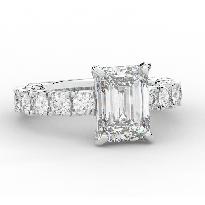 4.35CT.TW EMERALD CUT LAB DIAMOND ENGAGEMENT RING - Nazarelle