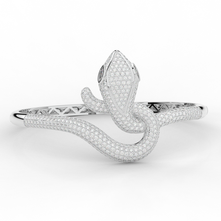 4.90CT.TW ROUND AND PEAR LAB DIAMOND SNAKE BANGLE - Nazarelle