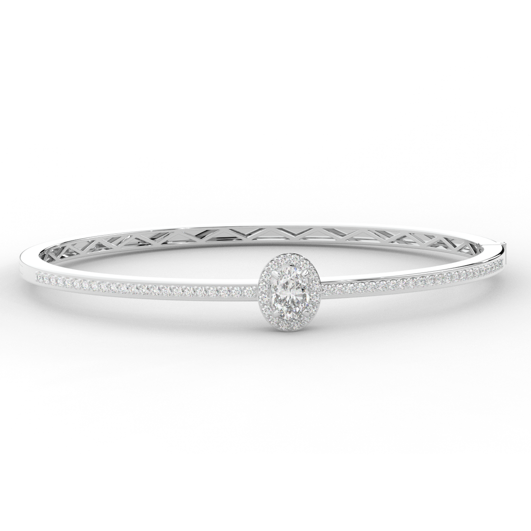 1.40CT.TW OVAL AND ROUND LAB DIAMOND BANGLE - Nazarelle