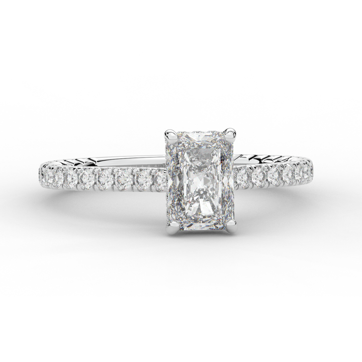 2.10CT.TW RADIANT LAB DIAMOND UNDERHALO SOLITAIRE ENGAGEMENT RING - Nazarelle