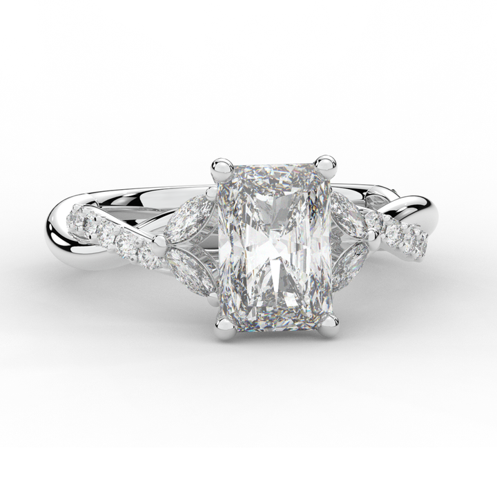 2.40CT.TW RADIANT LAB DIAMOND TWIST BAND ENGAGEMENT RING - Nazarelle