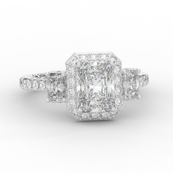 3.20CT.TW RADIANT LAB DIAMOND 3 STONE ENGAGEMENT RING - Nazarelle