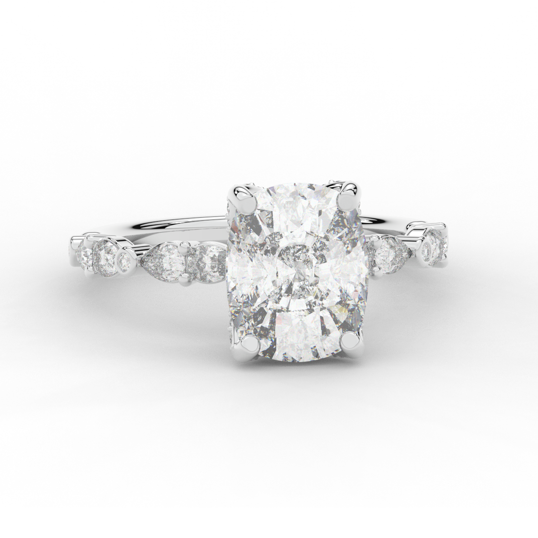 3.60CT.TW CUSHION LAB DIAMOND SOLITAIRE ENGAGEMENT RING - Nazarelle