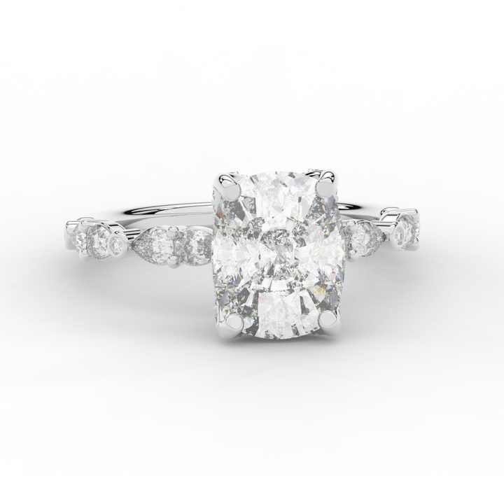 3.60CT.TW CUSHION LAB DIAMOND SOLITAIRE ENGAGEMENT RING - Nazarelle