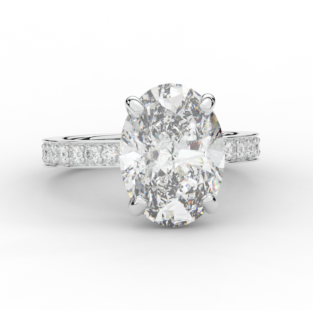 4.30CT.TW OVAL LAB DIAMOND BAND ENGAGEMENT RING - Nazarelle