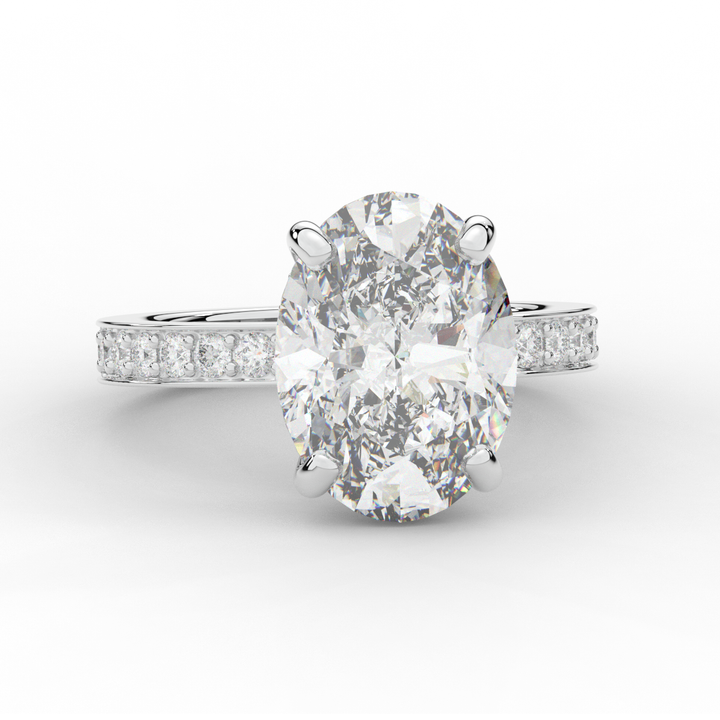 4.30CT.TW OVAL LAB DIAMOND BAND ENGAGEMENT RING - Nazarelle