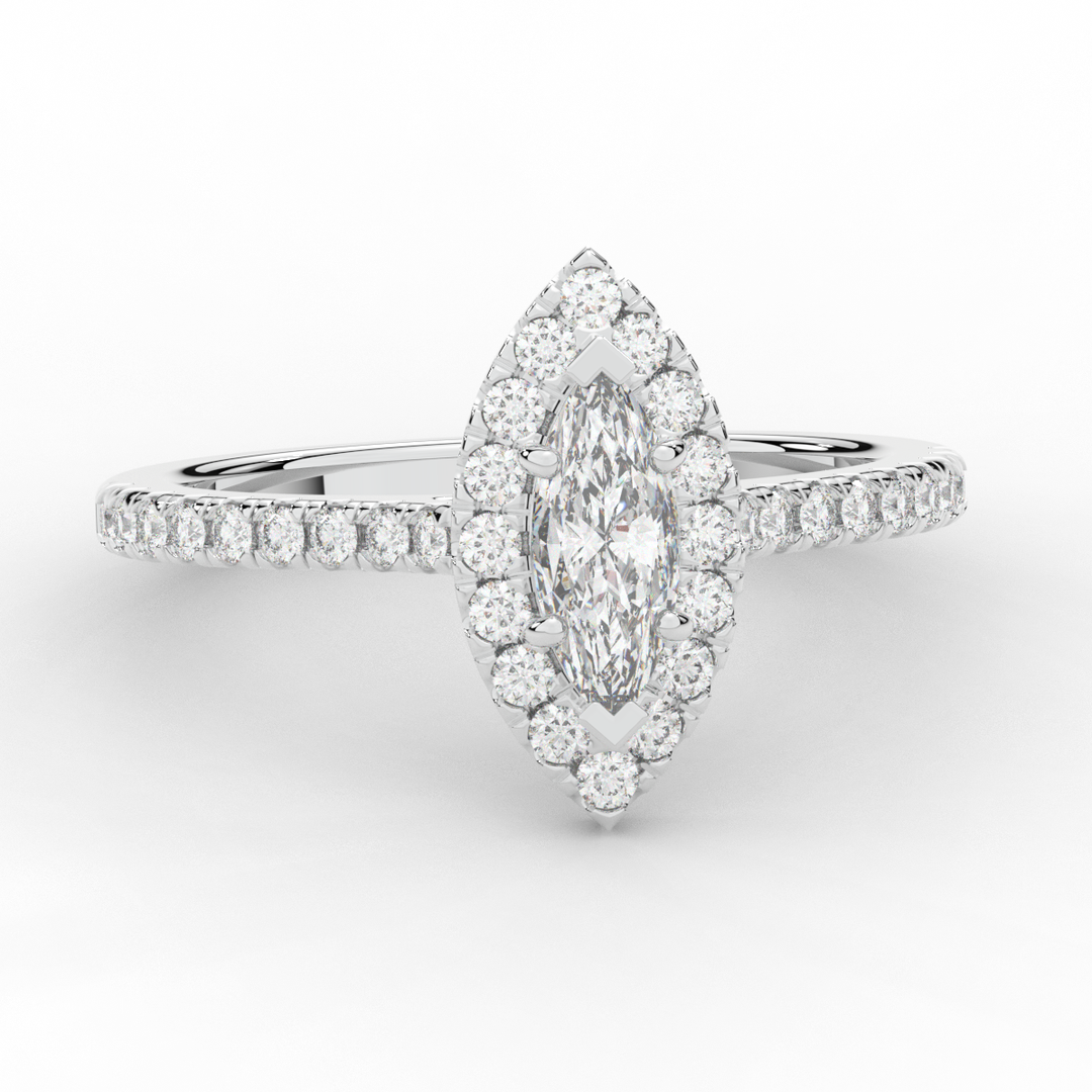 0.80CT.TW MARQUISE LAB DIAMOND HALO ENGAGEMENT RING - Nazarelle