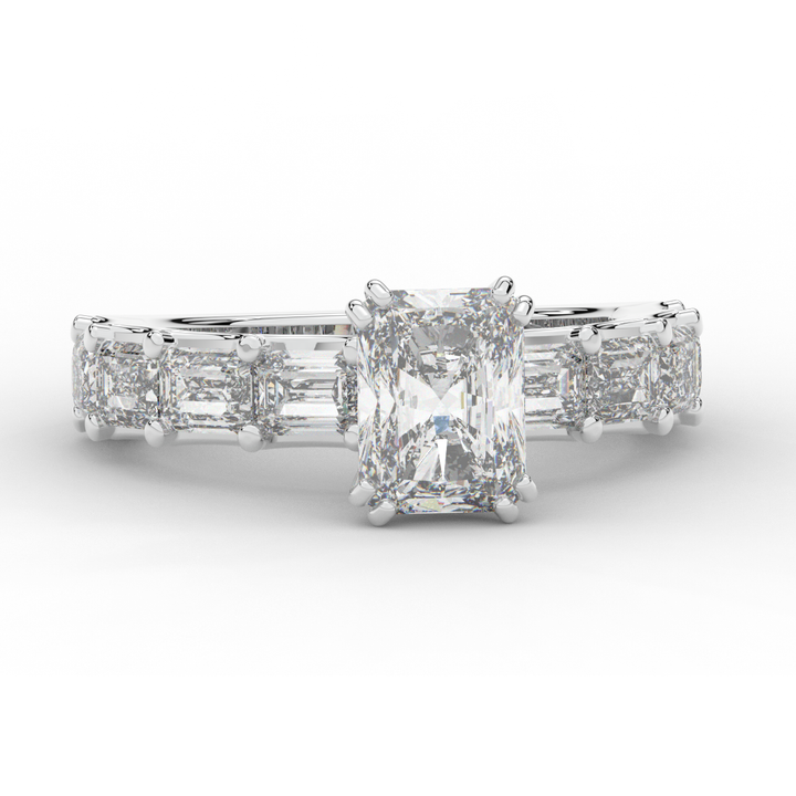 3.75CT.TW RADIANT LAB DIAMOND SOLITAIRE ENGAGEMENT RING - Nazarelle