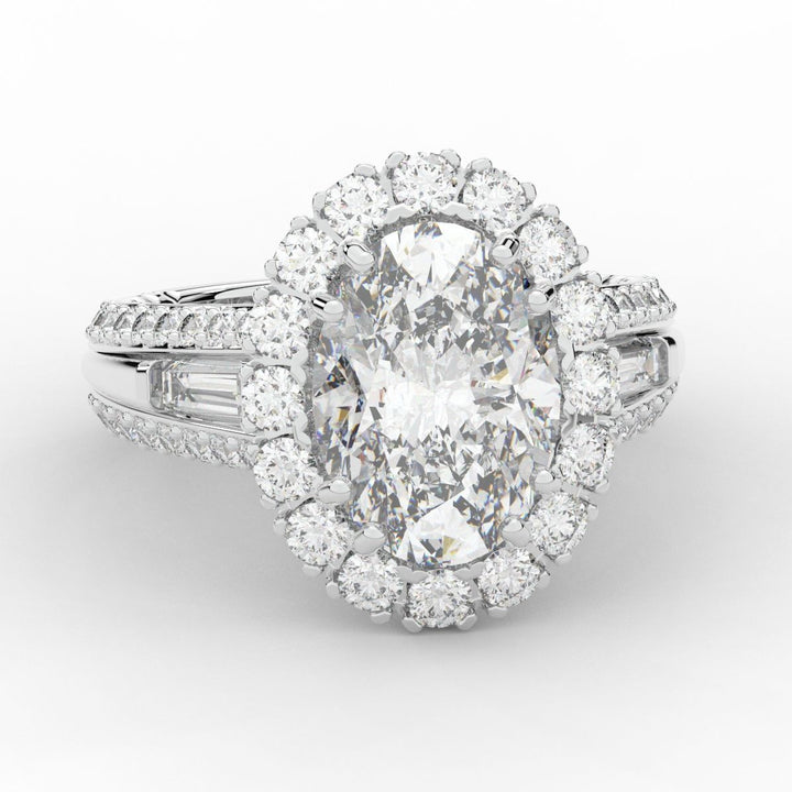 5.75CT.TW OVAL LAB DIAMOND HALO ENGAGEMENT RING - Nazarelle