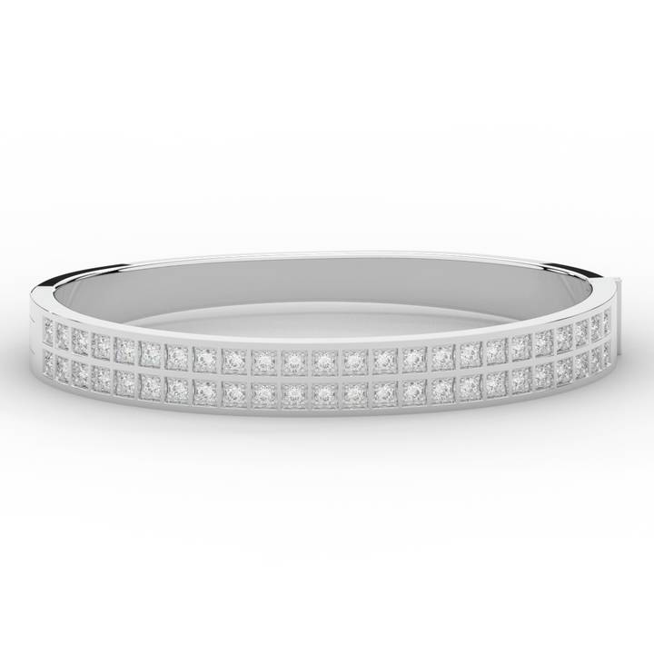 2.00CT.TW ROUND LAB TWO ROW DIAMOND BANGLE - Nazarelle