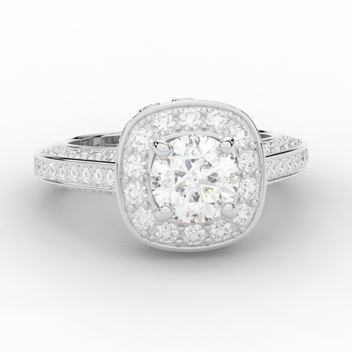 1.50CT.TW ROUND LAB DIAMOND HALO ENGAGEMENT RING - Nazarelle