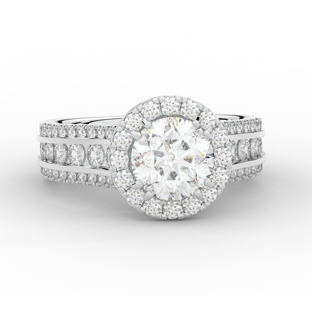 2.90CT.TW ROUND LAB DIAMOND HALO ENGAGEMENT RING - Nazarelle