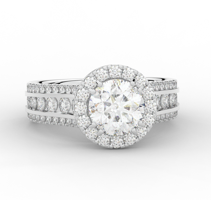 2.90CT.TW ROUND LAB DIAMOND HALO ENGAGEMENT RING - Nazarelle