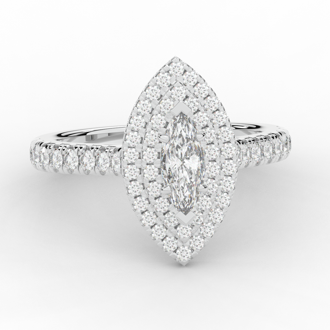 1.00CT.TW MARQUISE LAB DIAMOND HALO ENGAGEMENT RING - Nazarelle