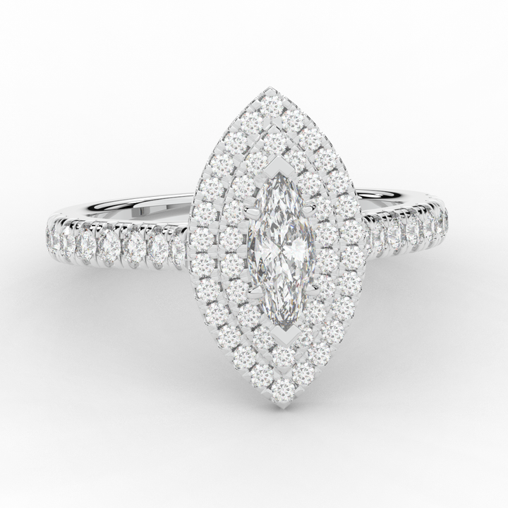 1.00CT.TW MARQUISE LAB DIAMOND HALO ENGAGEMENT RING - Nazarelle