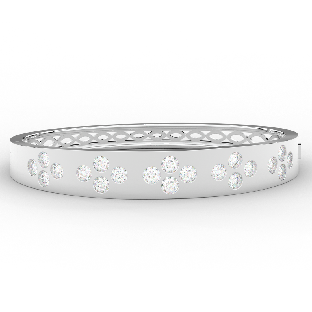 4.10CT.TW ROUND LAB DIAMOND BEZEL SET BANGLE - Nazarelle