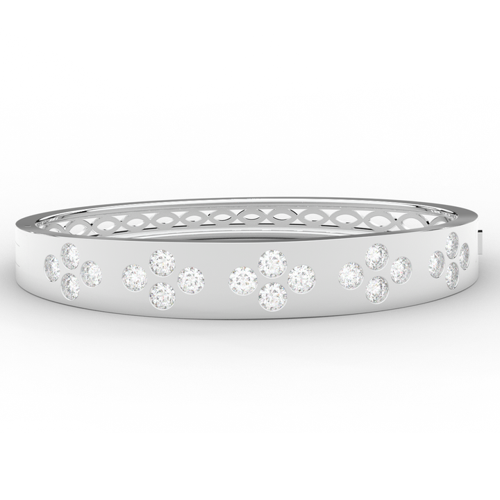 4.10CT.TW ROUND LAB DIAMOND BEZEL SET BANGLE - Nazarelle